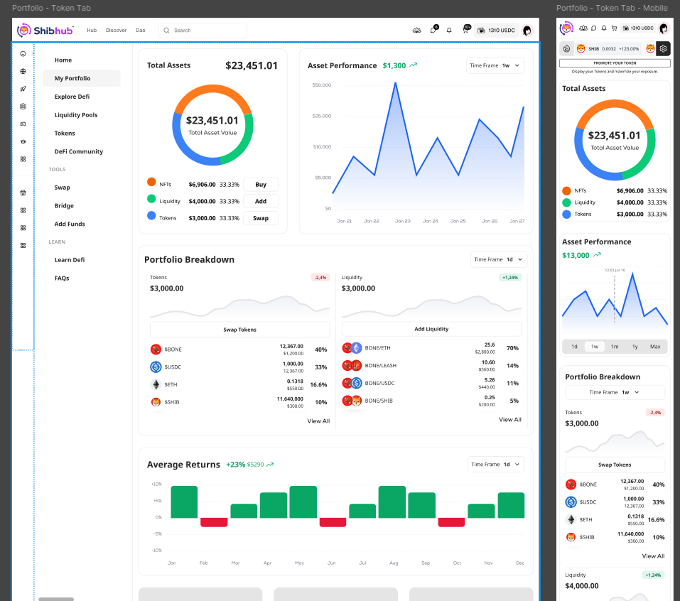 Shibhub portfolio page, desktop and mobile